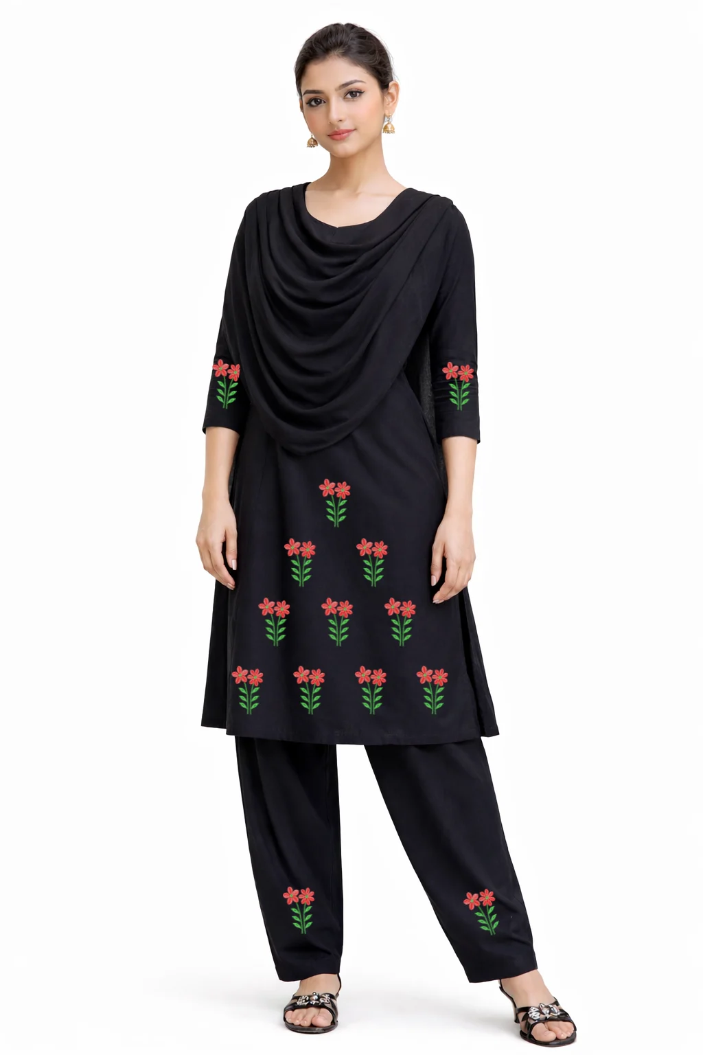 Premium Cotton Embroidery Three Piece
