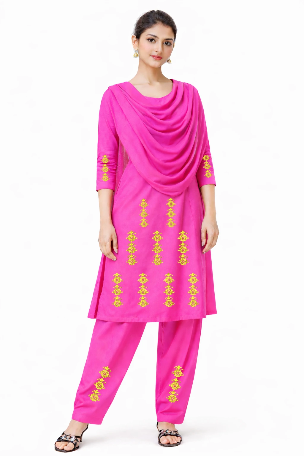 Premium Cotton Embroidery Three Piece